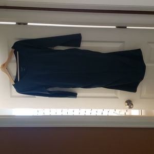 Maternity forest green dress with ruffle sides